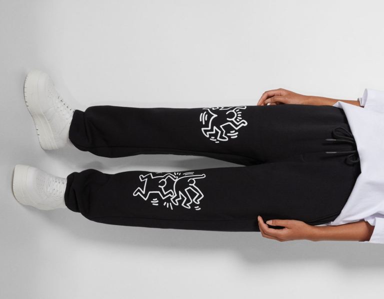 Black Women's Bershka Sweat With Keith Haring Print Pants | l9kwRgocpnQ