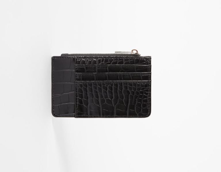 Black Women's Bershka Textured Card Holder Bags | 1Jk5NCJAYqB