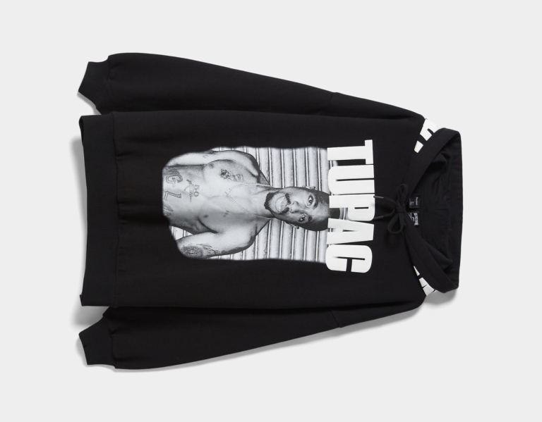 Black Women's Bershka Tupac Print Hoodie | TXPLhmDbxq3