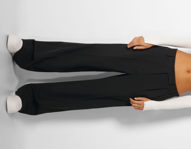 Black Women's Bershka Wide-leg Dad-fit Tailored Pants Suits | 4wziAnPkdI4