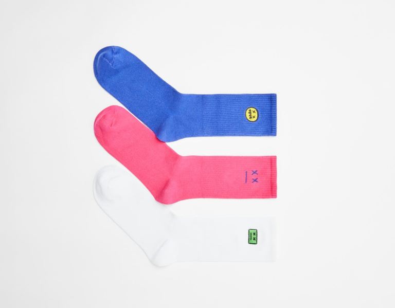 Blue Men\'s Bershka Pack Of 3 Pairs Of Color Block Socks | ycJSdKnNLcC