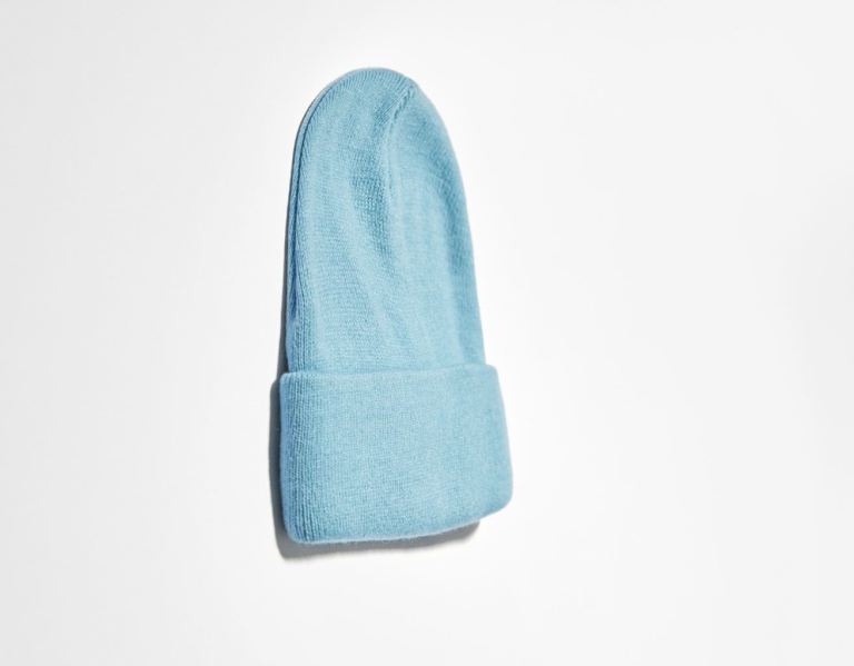 Blue Men's Bershka Short Monochrome Beanie Caps | zszyMJkGh0I