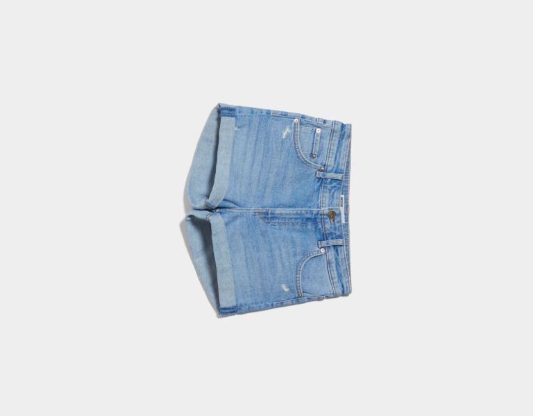 Blue Women's Bershka Basic Denim Shorts | 2QjTjrIHt7V