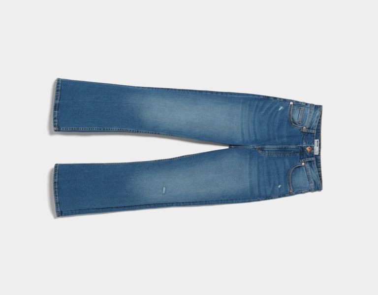 Blue Women's Bershka Cropped Flared Jeans | qa4QE6HcE9n