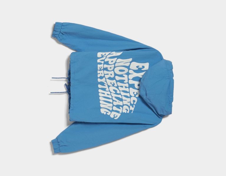 Blue Women's Bershka Fine Nylon-effect Hooded With Print Jackets | Dk4OiChoZ2K