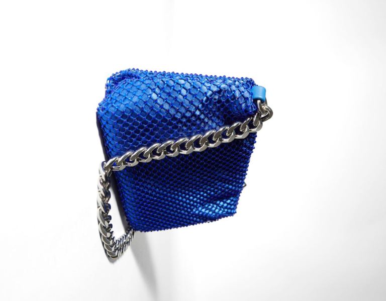 Blue Women's Bershka Mesh With Chain Strap Bags | JyTu6aGIS5P