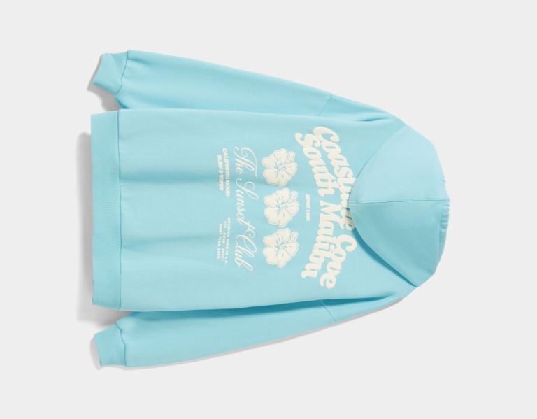 Blue Women's Bershka Printed Hoodie | P83g5Hsgktj