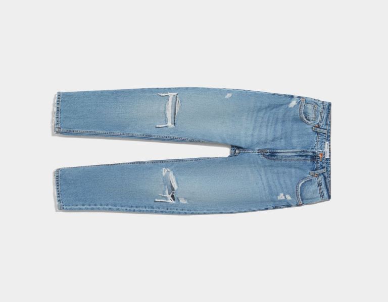 Blue Women's Bershka Ripped Mom Jeans | jWNx0czdiyQ