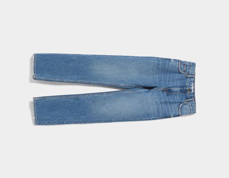 Blue Women's Bershka Straight Fit Jeans | B6BdxZcBs5a