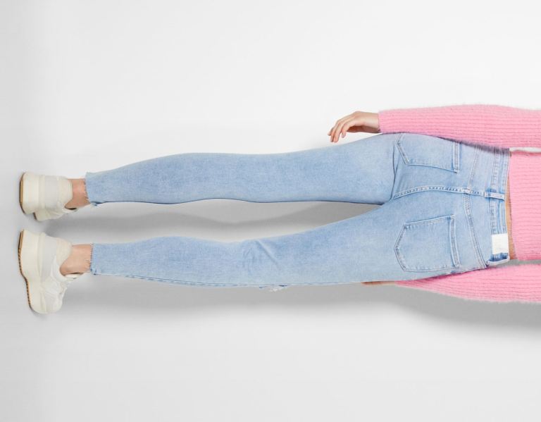 Blue Women's Bershka Super High-rise Jeans | MgNRN7G6cBJ