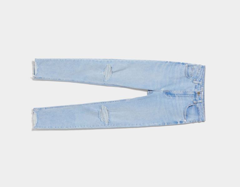 Blue Women's Bershka Super High-rise Jeans | MgNRN7G6cBJ