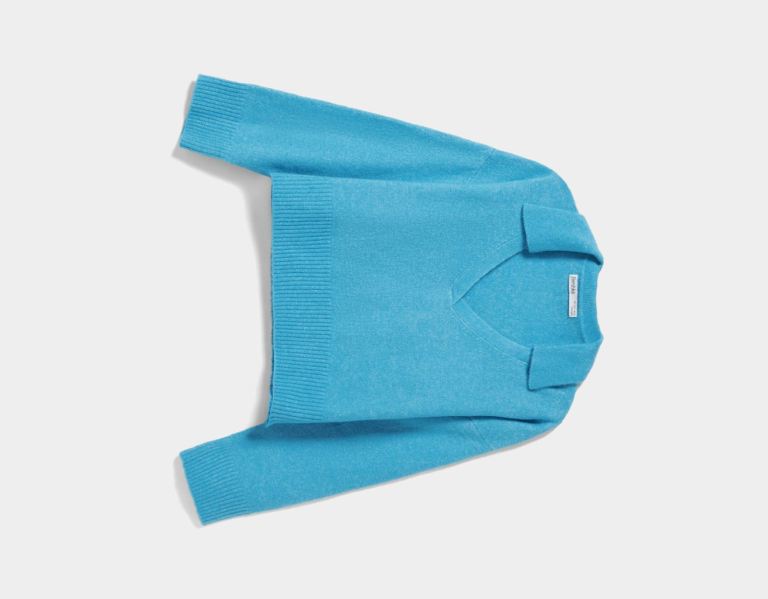 Blue Women's Bershka Sweater With Polo Collar Sweaters | K0OdX9V1OGQ