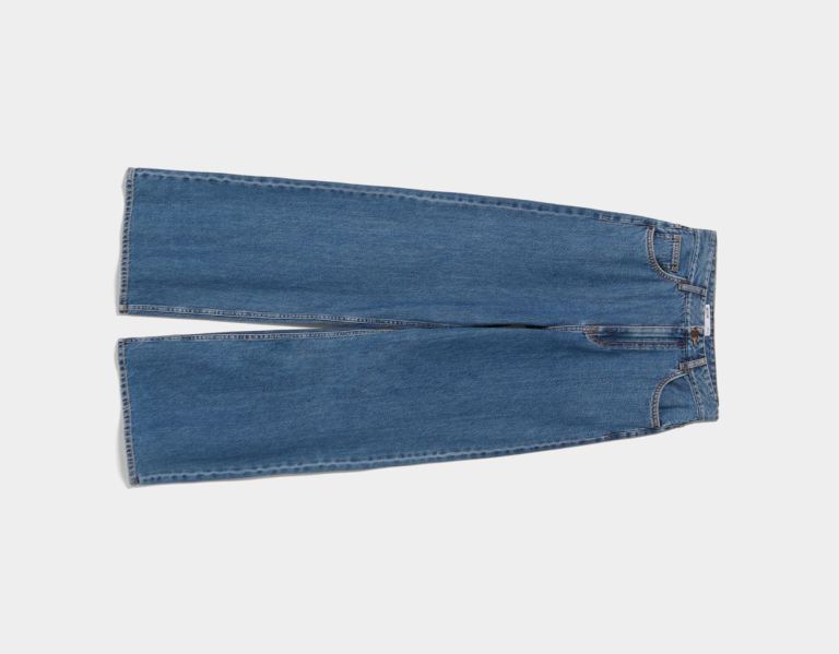 Blue Women's Bershka Wide-leg Jeans | 7n4q4gu7l1N