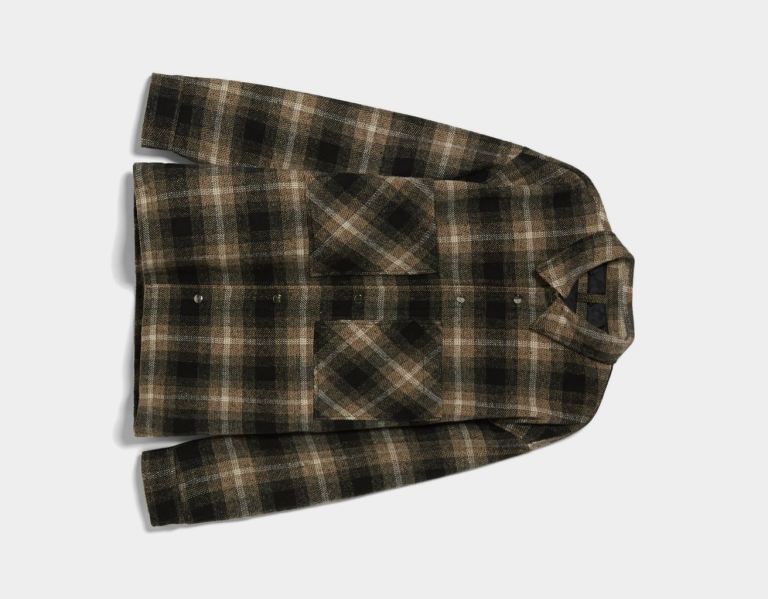 Brown Men's Bershka Check Print Padded Overshirt Outerwear | CBXWXziyxJB