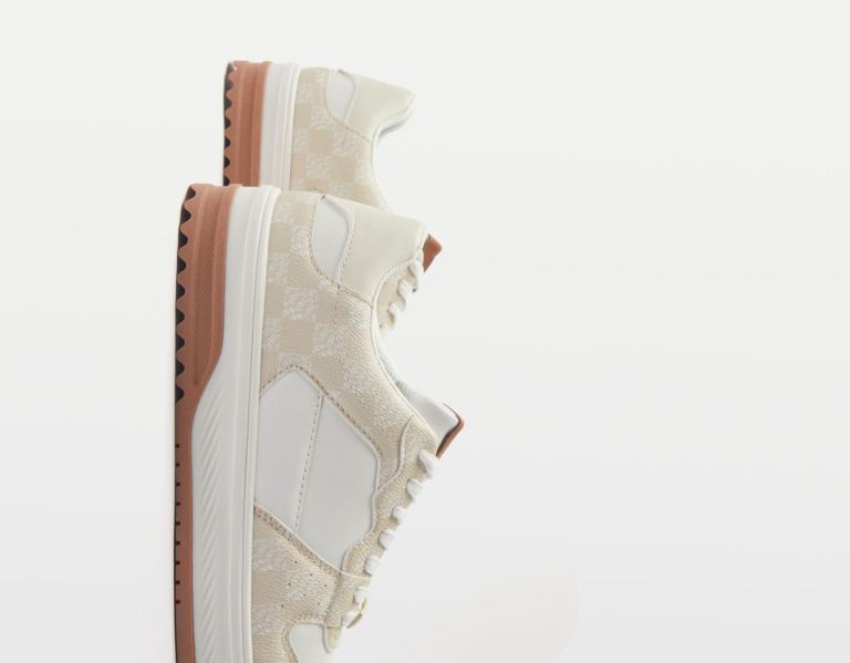 Brown Men's Bershka Checkered Print Trainers | 3e03nqjJcPq