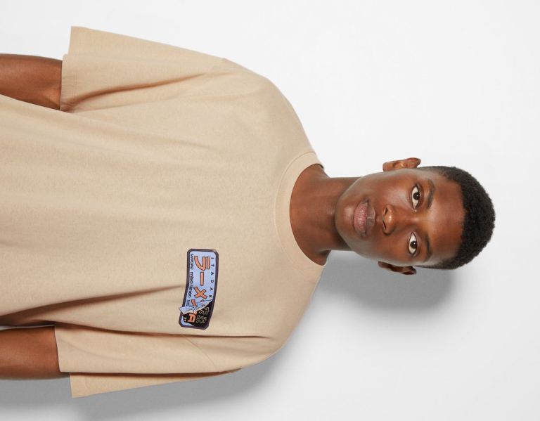 Brown Men's Bershka Extra Loose Short Sleeve With Print T Shirts | 2rMB3GzQtvk