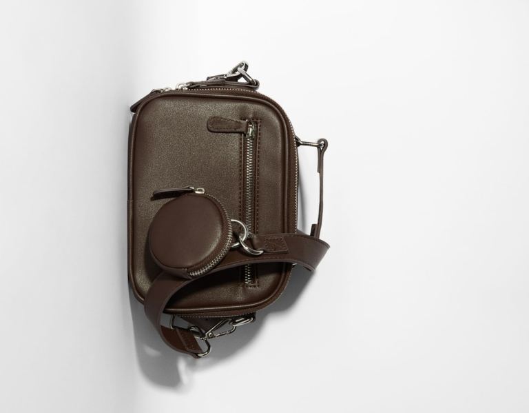 Brown Men's Bershka Mini Crossbody Pouch Bags | eF65tmkXjZ7