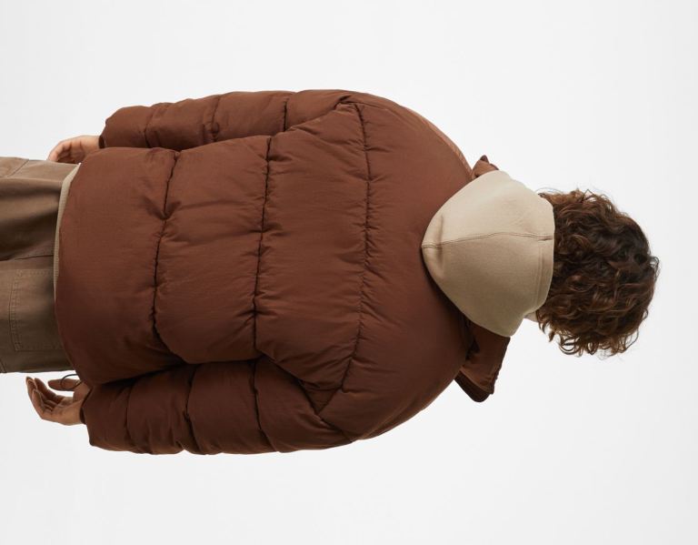 Brown Men's Bershka Oversize Puffer Down Jackets | 2GVDeud4m0t