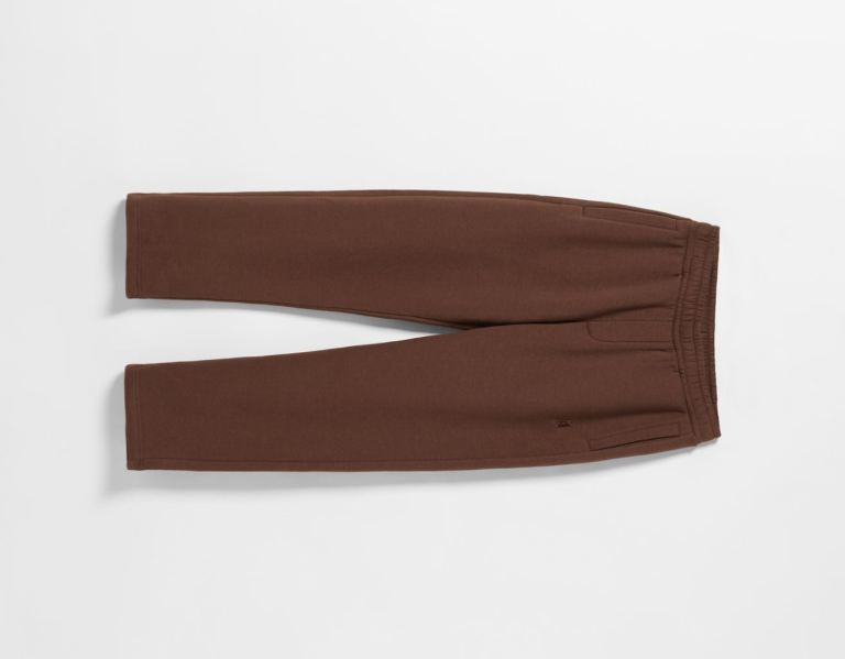 Brown Men's Bershka Standard Wide-leg Plush Pants Tracksuits | 1feJOUUbrVh