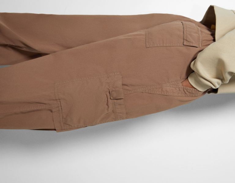 Brown Women's Bershka Cargo Parachute Pants | UzByuetYmMI