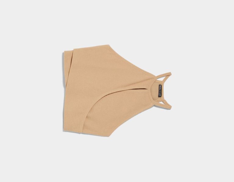 Brown Women's Bershka Crossed With Straps Tops | wEzxZmk5Vcm