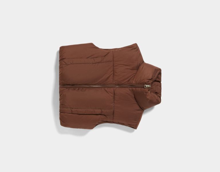 Brown Women's Bershka Faux Nylon Cropped Vest Outerwear | MxncAaFrf10