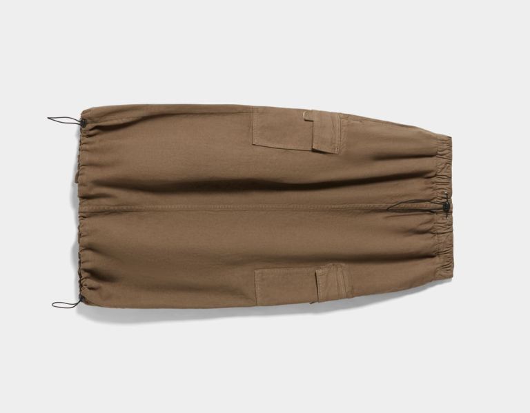 Brown Women's Bershka Parachute Cargo Denim Midi Skirts | PukwUnPglix