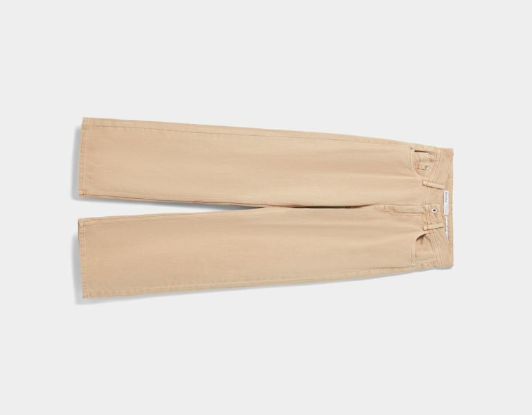 Brown Women's Bershka Wide-leg Twill Jeans | uIIec66MzhU