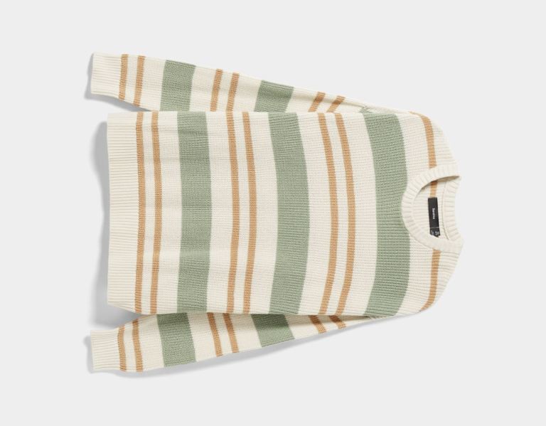 Cream Men's Bershka Horizontal Stripe Sweater Sweaters | fciProKg6Rq