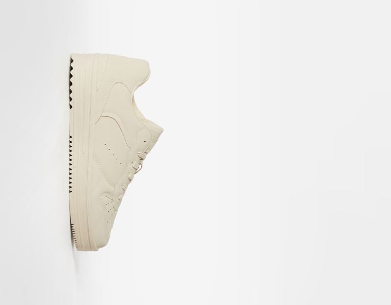 Cream Men's Bershka Multi-layered Trainers | QpBREfGbH02