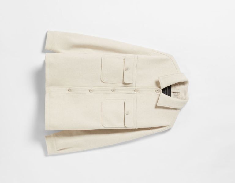 Cream Men's Bershka With Pockets Overshirts | NmvdE2KRXP8