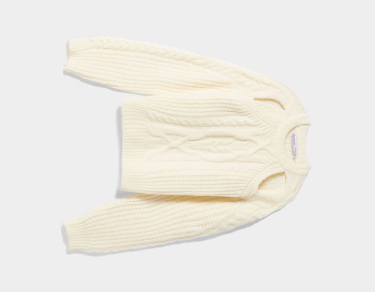 Cream Women's Bershka Cable-knit Cut Out Sweater Sweaters | P6QuPgfvbUG