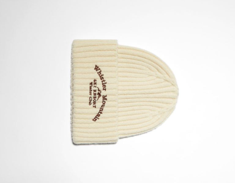 Cream Women's Bershka Embroidered Ribbed Beanie | AT3sUFvn7n7