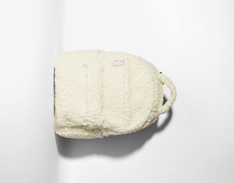 Cream Women\'s Bershka Faux Fur Backpack Bags | wUWOyIxeGto