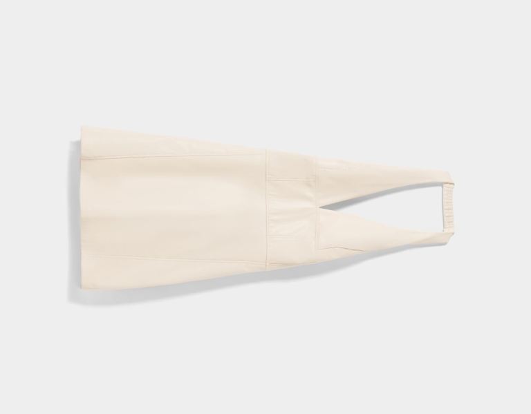 Cream Women's Bershka Faux Leather Mini With A Halter Neck And Corset Detail Dress | nZJrEQlZHdo