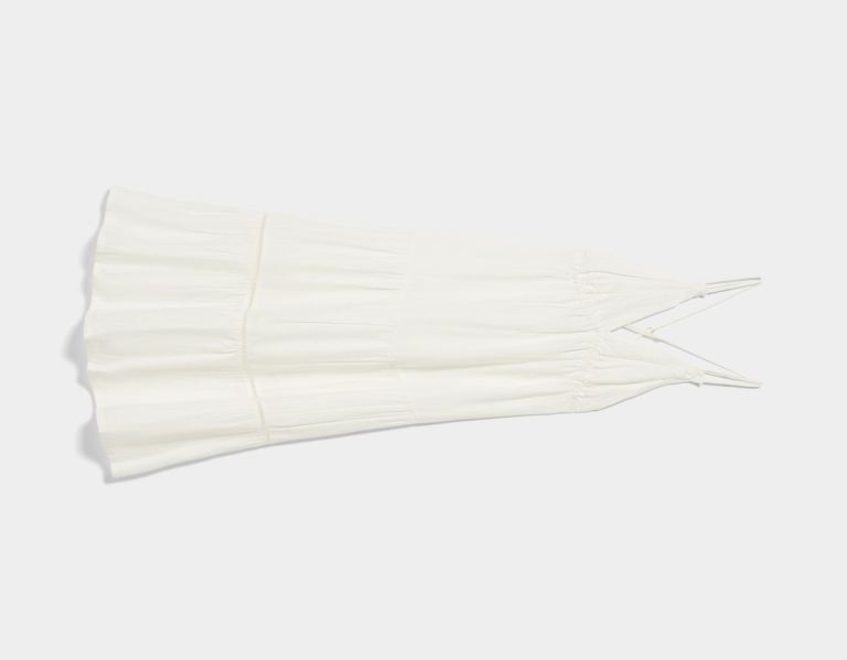 Cream Women's Bershka Long Ruffled Dress | a8IH1NB1gfA