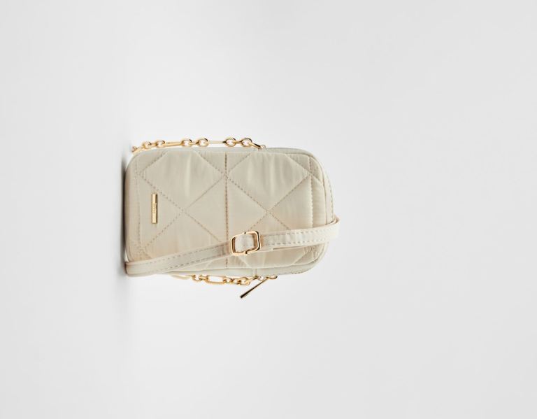 Cream Women's Bershka Quilted Mobile Phone Bags | A0Nr7bZAZCL