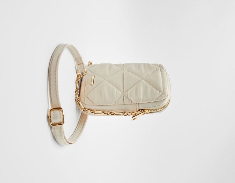 Cream Women's Bershka Quilted Mobile Phone Bags | A0Nr7bZAZCL