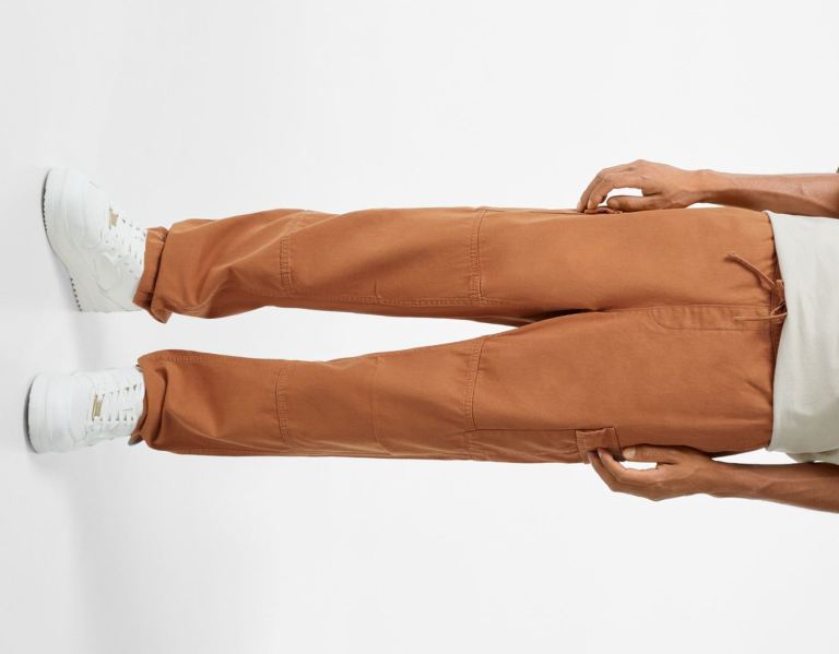 Dark Orange Men's Bershka Regular-fit Sweatpants-style Pants Cargo | 4mjwHf1q41i