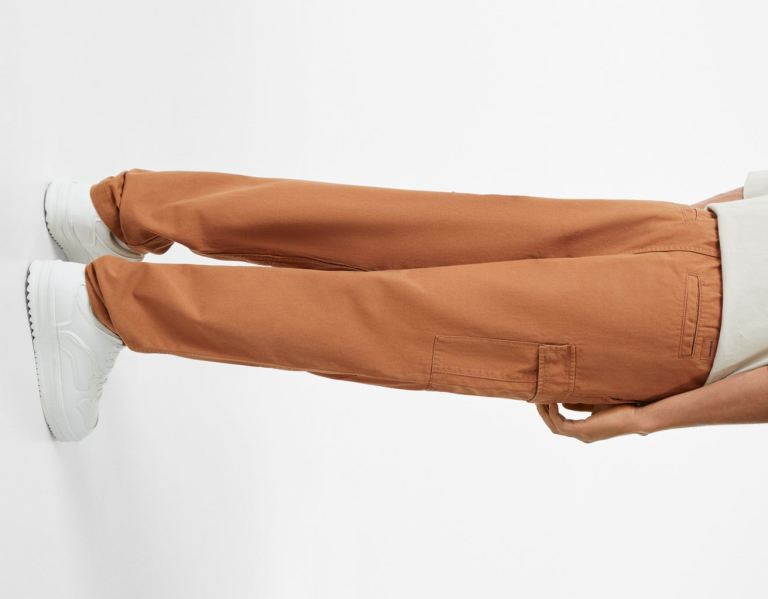 Dark Orange Men's Bershka Regular-fit Sweat-style Cargo Pants | ABsOJz6HWTu