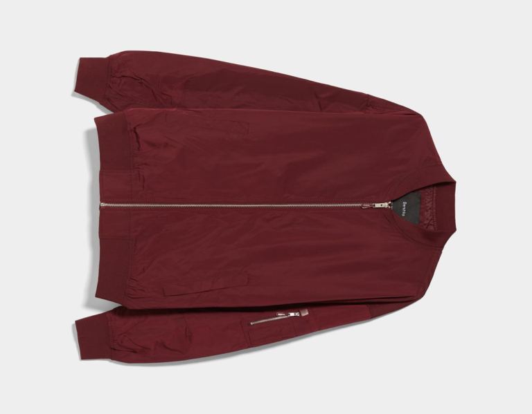 Dark Red Men's Bershka Lightweight Nylon-effect Bomber Jackets | jy3eLRpuMgo