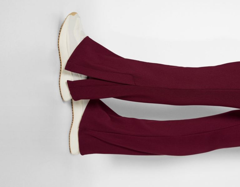 Dark Red Women's Bershka Flared Ottoman Pants | TTkUpjVwSjM