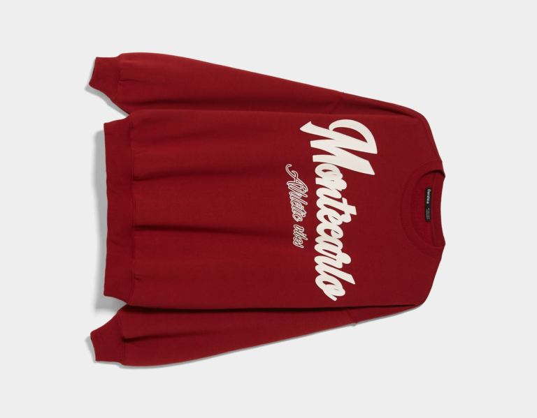 Dark Red Women's Bershka Oversize Printed Sweatshirts | FiBA7yrM3hQ