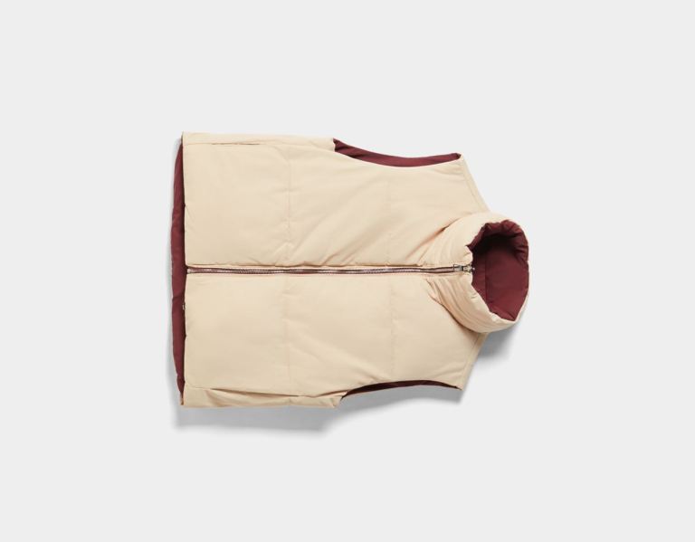 Dark Red Women's Bershka Reversible Cropped Vest Outerwear | wAW5KPrfdMn