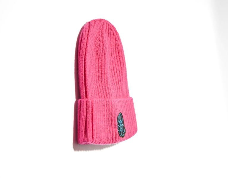 Fuchsia Men's Bershka Funny Embroidered Beanie Caps | ujY99v4W9Ij