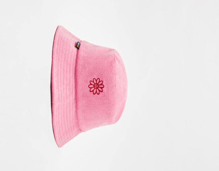 Fuchsia Men's Bershka Printed Terrycloth Rain Hats | dpsnguB7rre