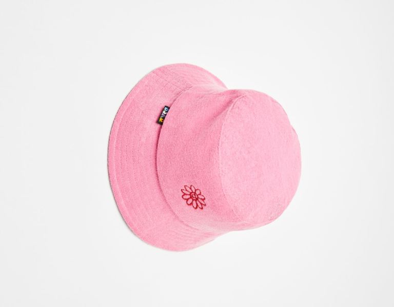 Fuchsia Men's Bershka Printed Terrycloth Rain Hats | dpsnguB7rre