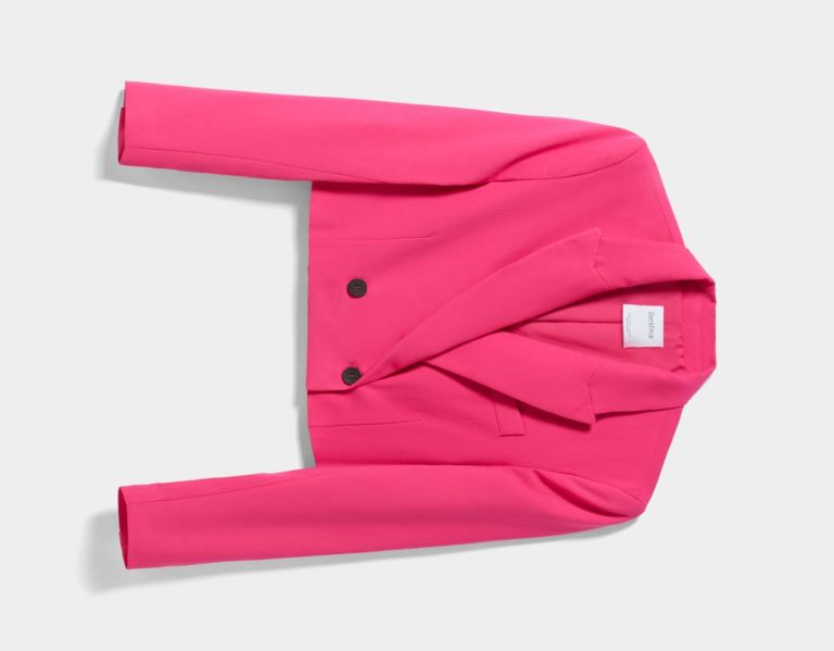 Fuchsia Women's Bershka Cropped Blazer With Buttons Suits | J99NsGomtP4