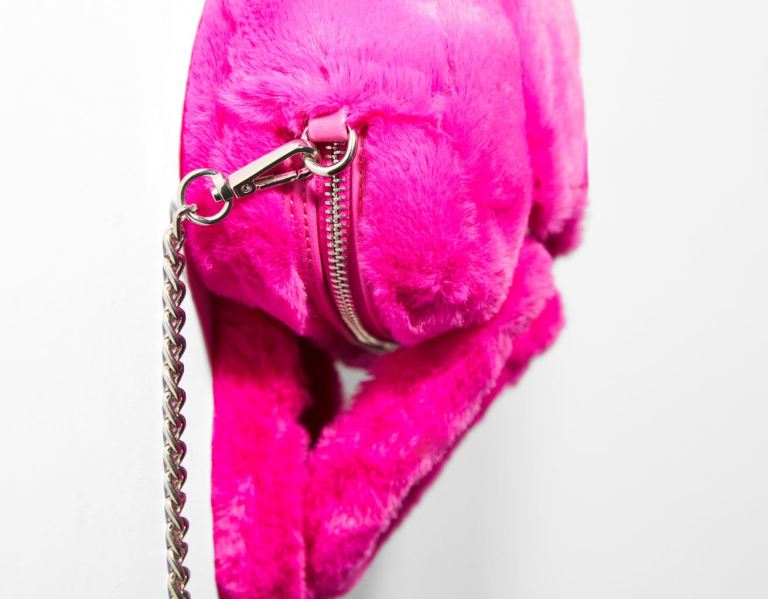 Fuchsia Women's Bershka Faux Fur Heart Crossbody With Chain Strap Bags | KQ5pFIb5JkT