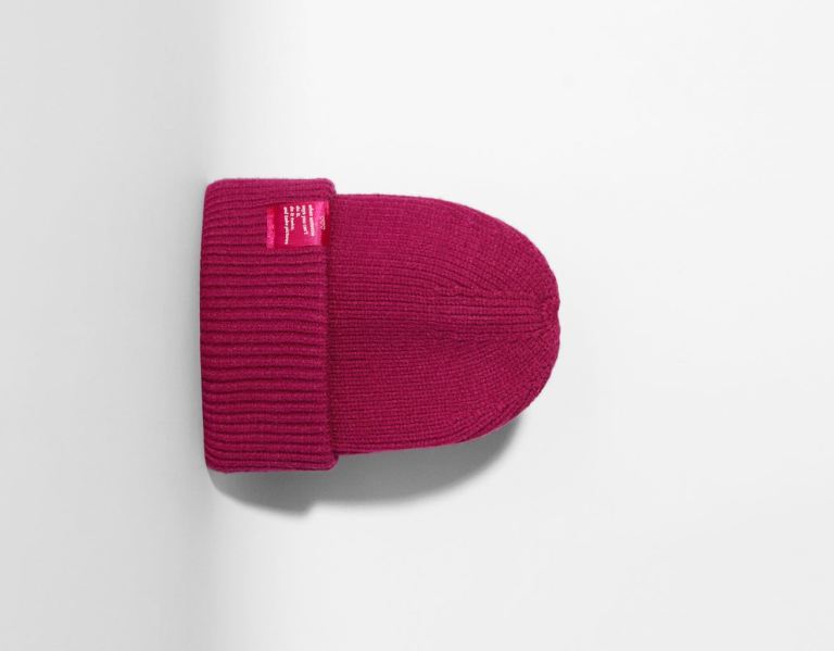 Fuchsia Women\'s Bershka Ribbed Knit Beanie | PWRHcQbXnHh